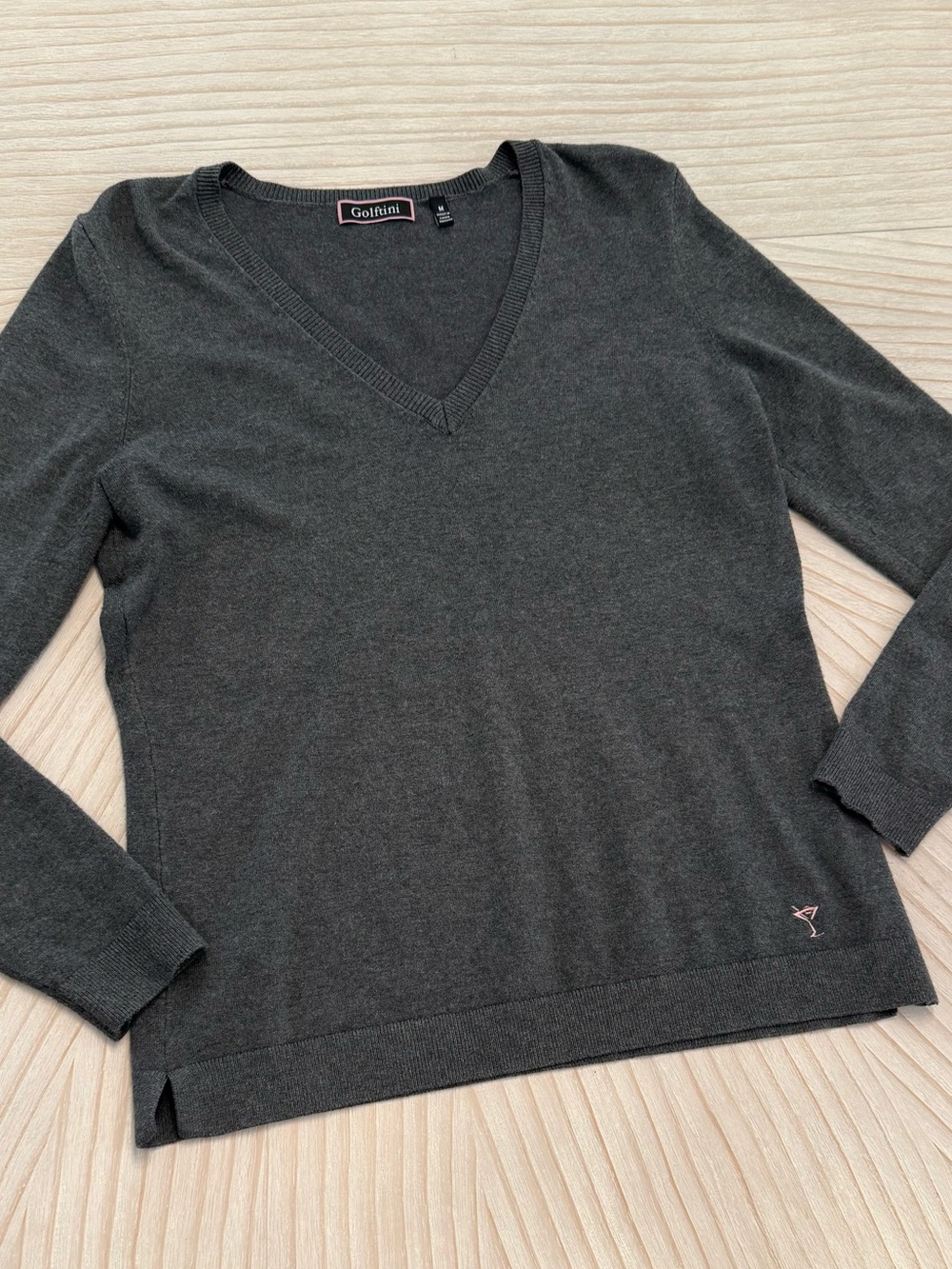 Golfini Women's Dark Gray V-Neck Sweater - Picture 7 of 7